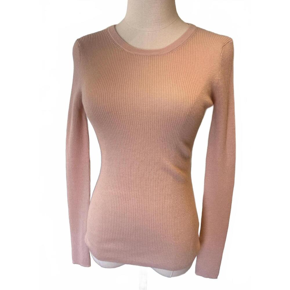NEW ORGANIC BY JOHN PATRICK women's long sleeve ribbed tee in powder/ pink